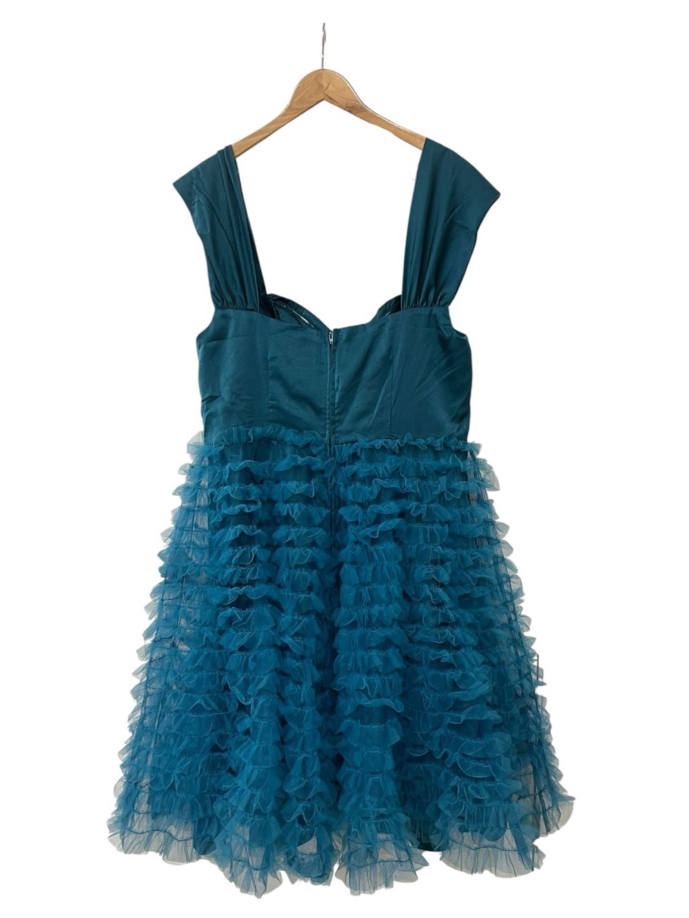 NWT Unique Vintage 1950s Teal Mesh Tulle Off The Shoulder Swing Dress 1X 16 - Picture 6 of 8